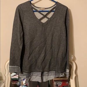 Size medium sweater with plaid accents